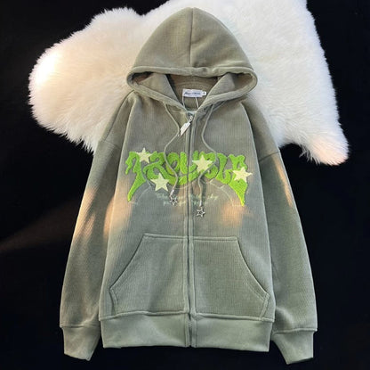XINGX Corduroy Cardigan Coat Spring And Autumn Loose Hooded Sweater Limorista