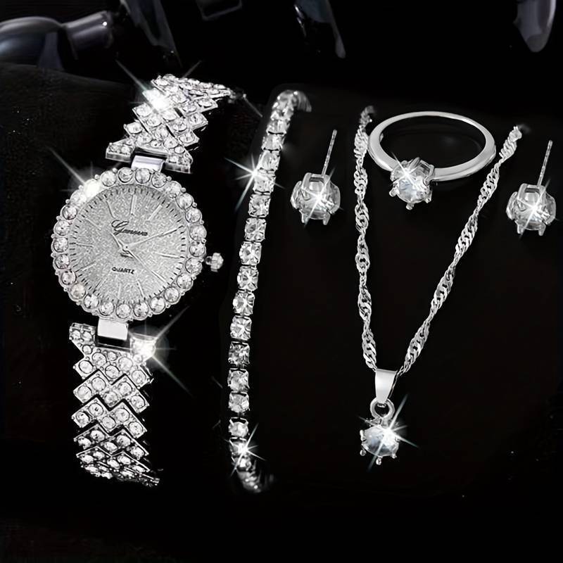 Fashion Watch Gift Suit Quartz Watch Necklace Bracelet Ring Stud Earrings Limorista
