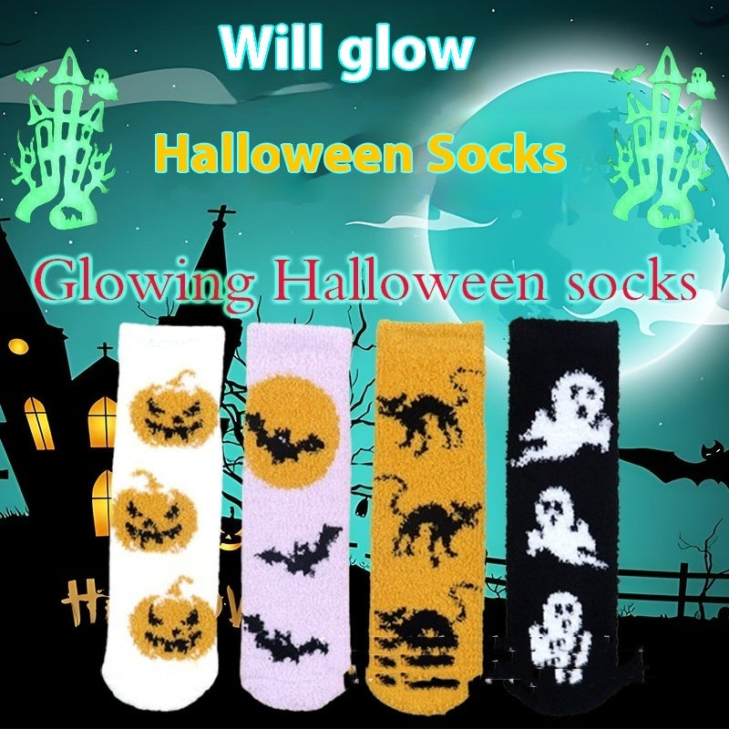 Halloween Lint-free Coral Fleece Luminous Dispensing Room Socks Limorista