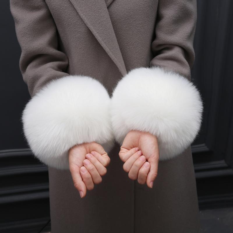 Faux Fur Fox Cuffs Plush Down Jacket  Big Artificial Hand Cuffs Limorista