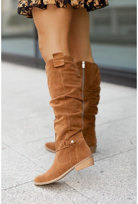 Autumn And Winter Low Heel Side Zipper Suede Women&