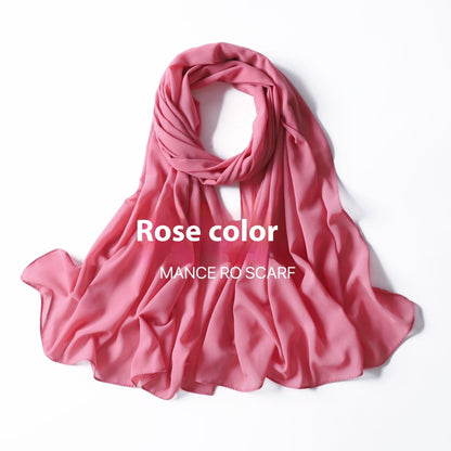 Pure Color Pearl Chiffon Scarf Headcloth Veil Chiffon Scarf Limorista