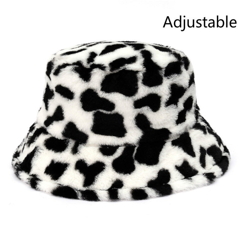 Cow Pattern Female Print Korean Fashion Plush Hat Limorista