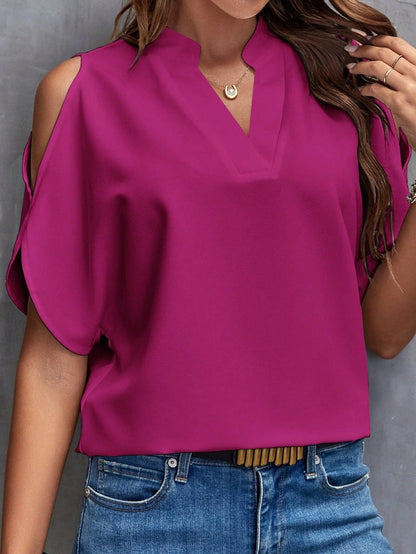 V-neck Graceful And Fashionable Off-the-shoulder Sleeves Women&