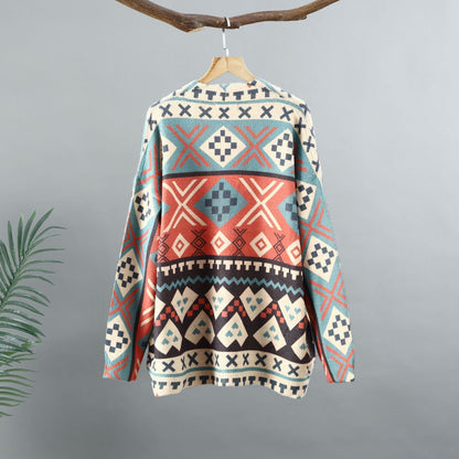 Loose V-neck Cardigan Outer Wear Women&