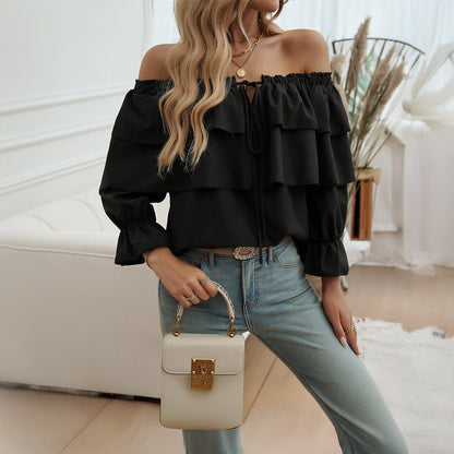 Off-shoulder Bishop Sleeves Top Limorista