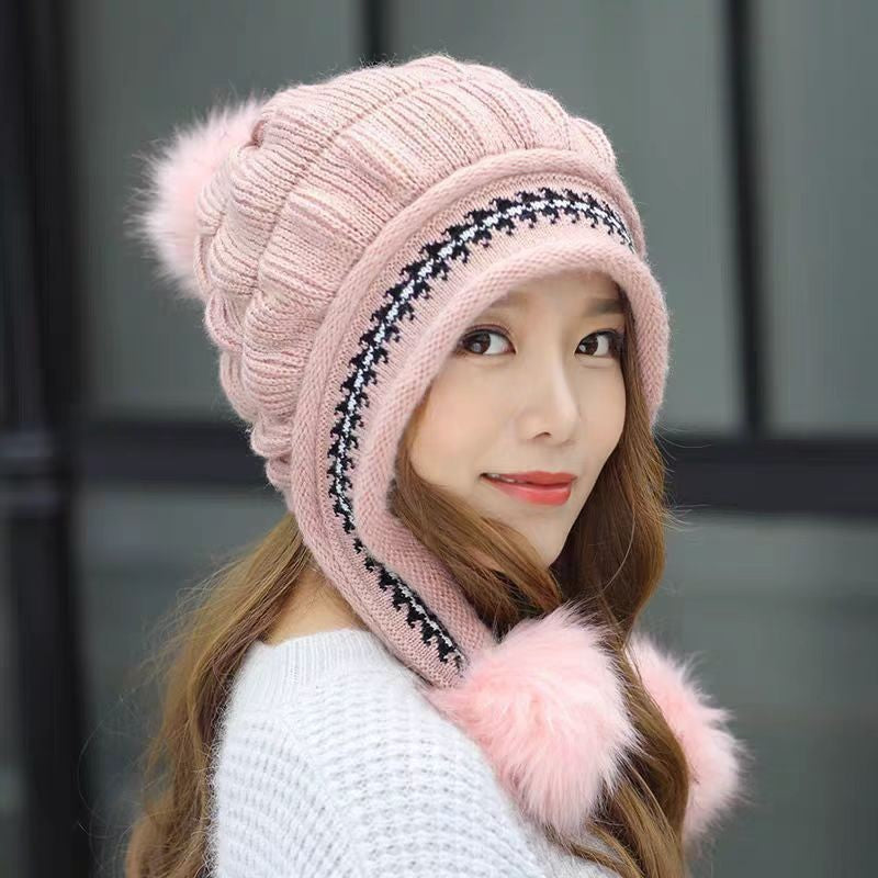 Cozy Knit Fleece-Feel Beanie With Ear Flaps &amp; Pompom Warm Winter Hat For Women Perfect For Skiing &amp; Outdoor Activities Limorista