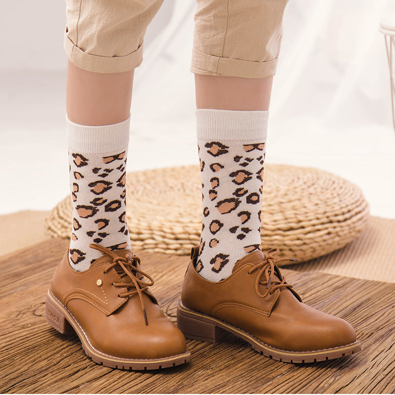 Autumn And Winter Cotton Leopard Print Tube Socks Limorista