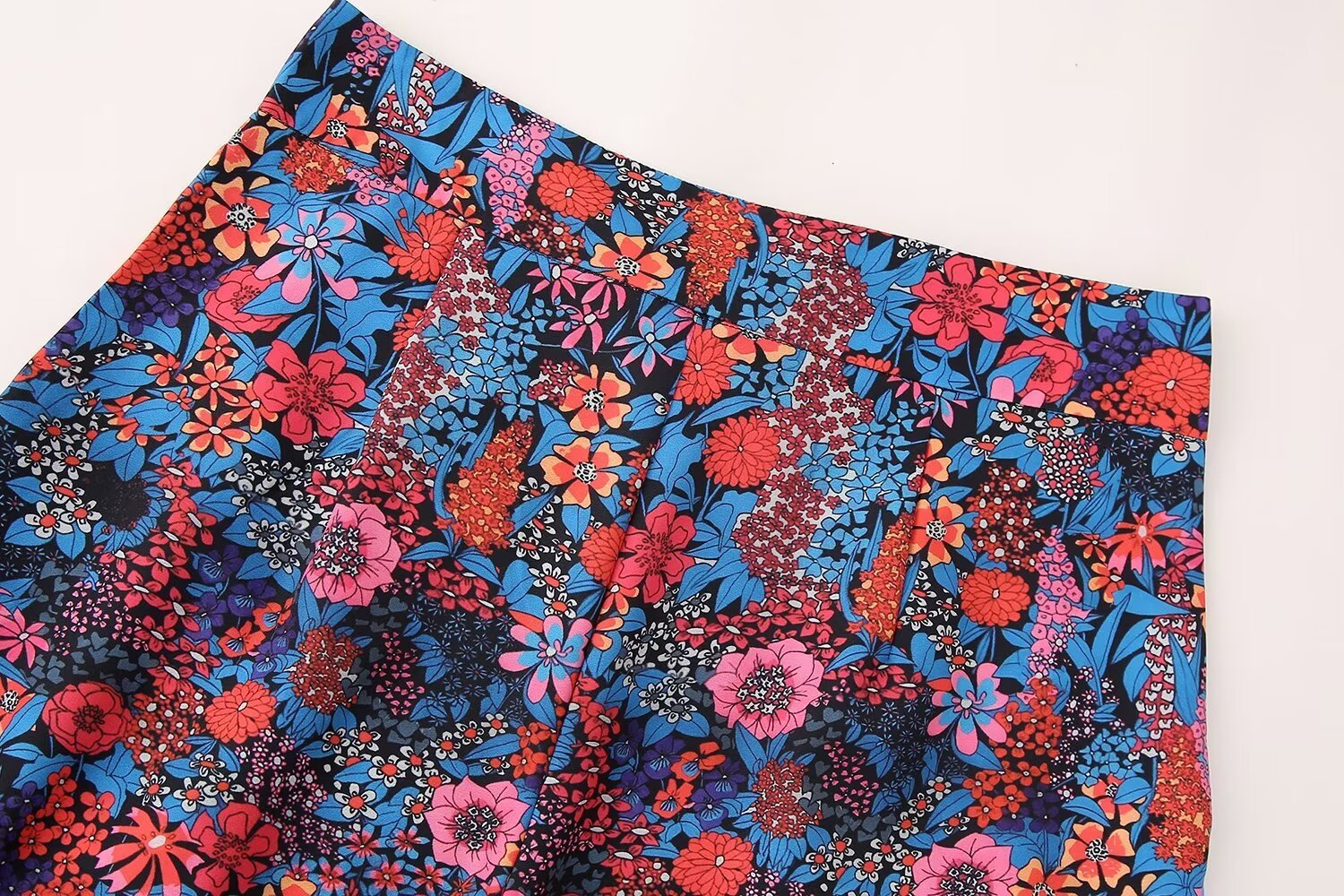 Flower Print Bowknot Decoration Short Sleeve Top Straight Casual Trousers Suit Limorista