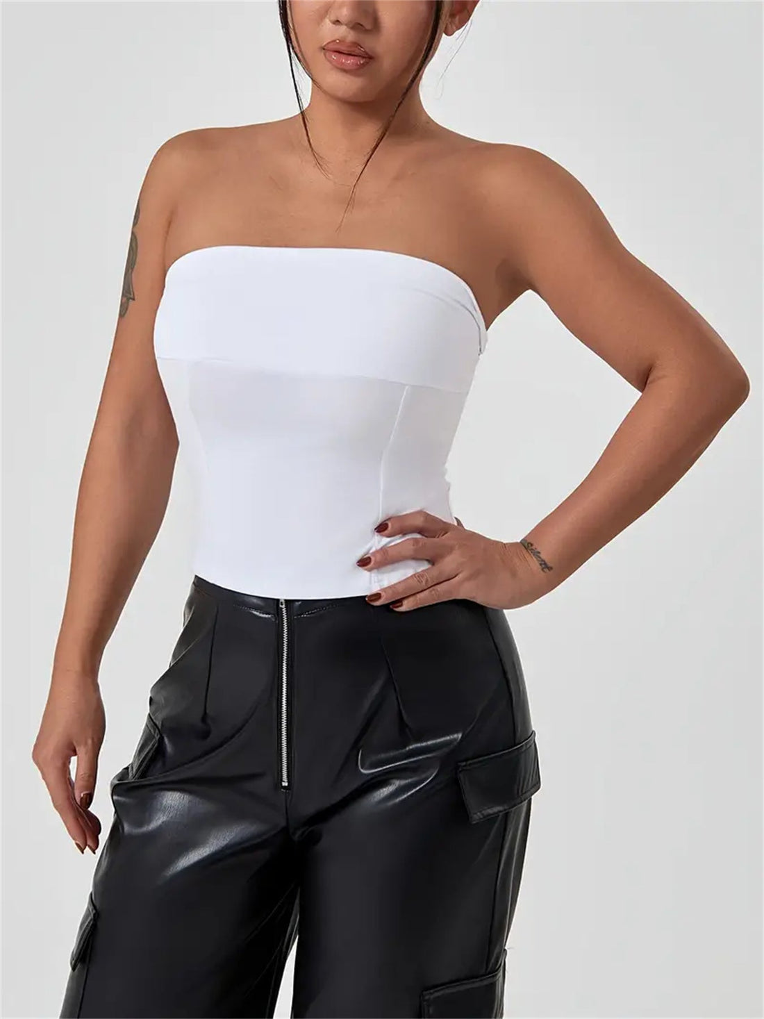 Crop Solid Color Tube Top, Sexy Strapless Top For Spring &amp; Summer, Women&