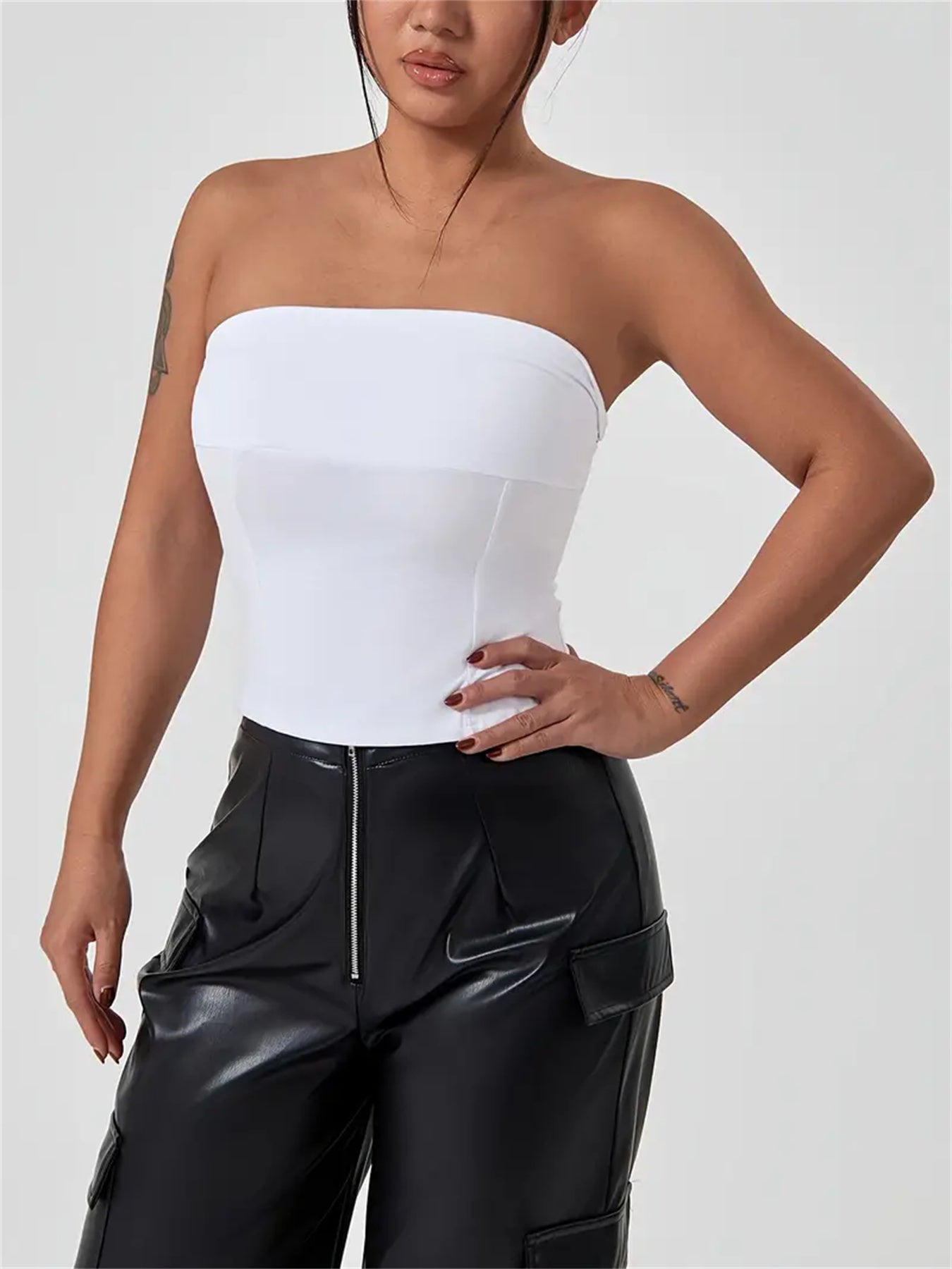 Crop Solid Color Tube Top, Sexy Strapless Top For Spring &amp; Summer, Women&