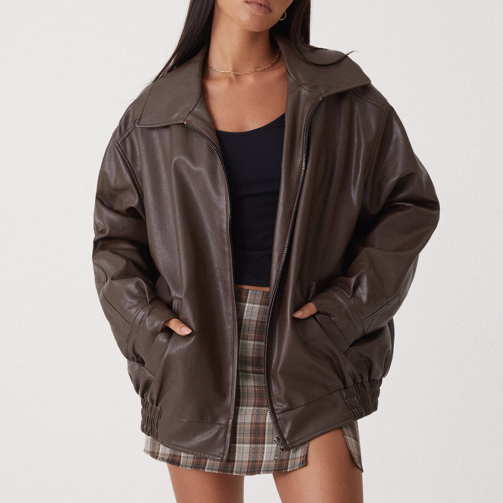 Leather Coat Women&
