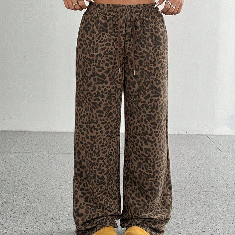 Leopard Print Floral Print Casual Jumpsuit Wide Leg Loose Limorista