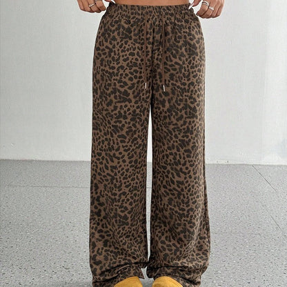 Leopard Print Floral Print Casual Jumpsuit Wide Leg Loose Limorista