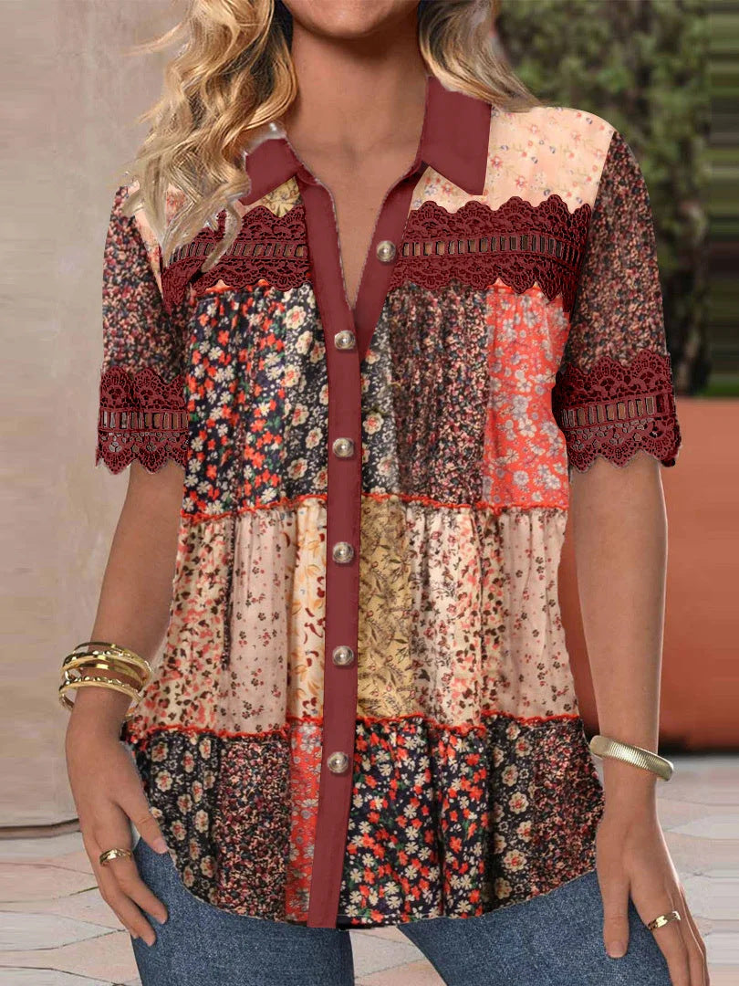 Trade Cross-border Casual Shirt Collar Short Sleeve Regular Open Digital Printing Limorista