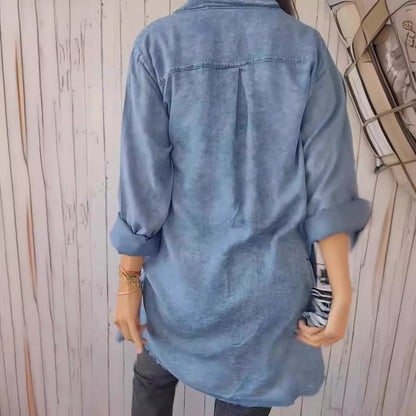 Jean-like Cloth Casual Long Shirt Coat Limorista