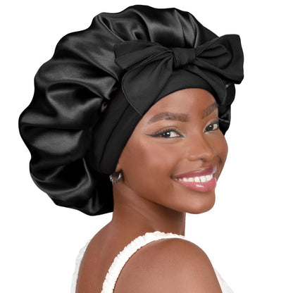 Double-layer Ribbon Round Cap Bow Hair Care Wide-brimmed Hat Limorista
