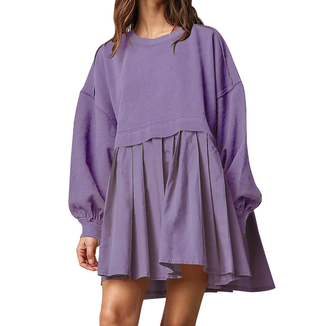 Sweater Dress Loose Long Sleeve Crewneck Pullover Tops Relaxed Fit Sweatshirts Short Dress Autumn And Winter Limorista