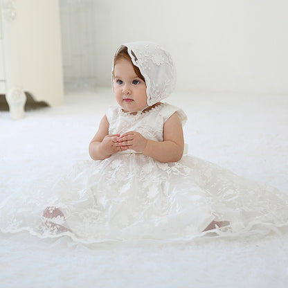 Baby Girl White Lace Dress With Hat Limorista