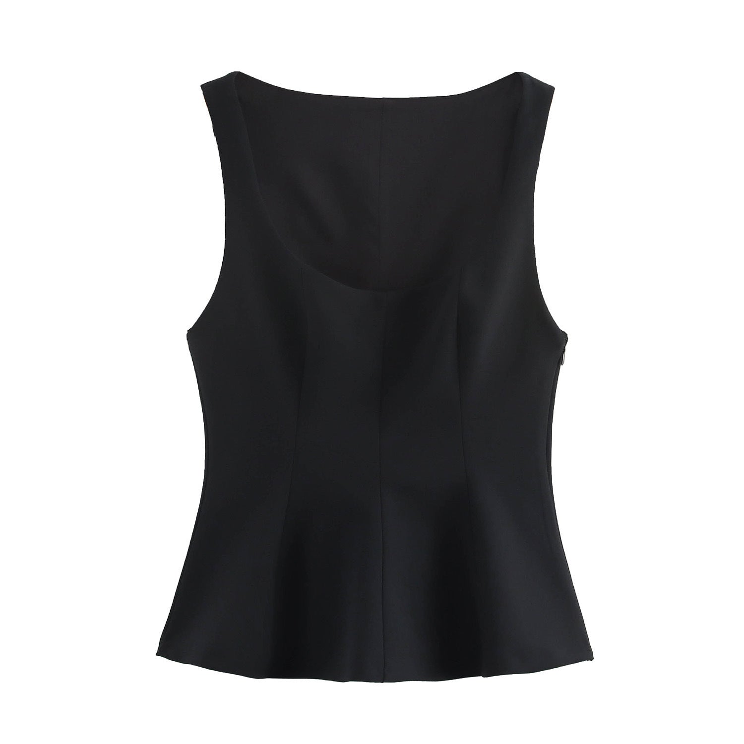 Pleated Slim-fit Square Collar Sleeveless Small Top Limorista