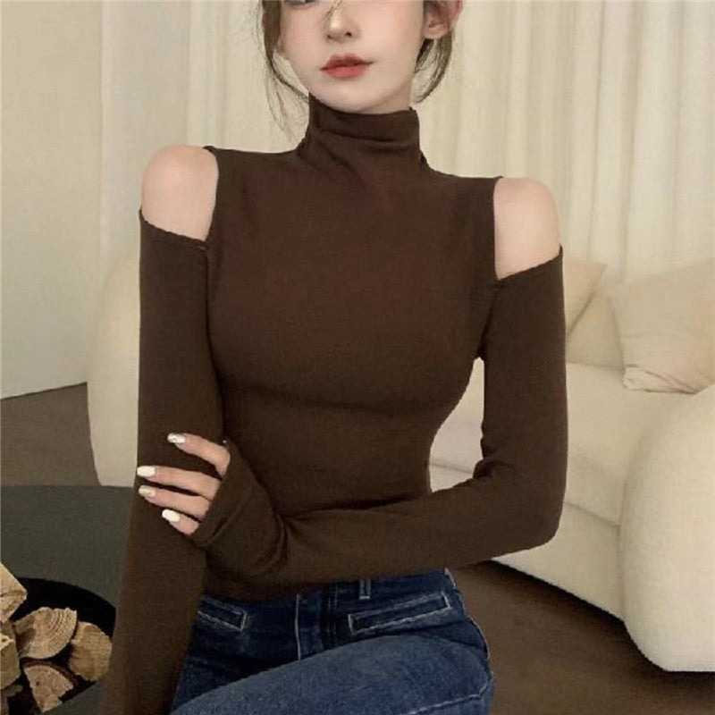 Half Turtleneck Bottoming Shirt Off-the-shoulder Hollow-out Inner Wear Limorista