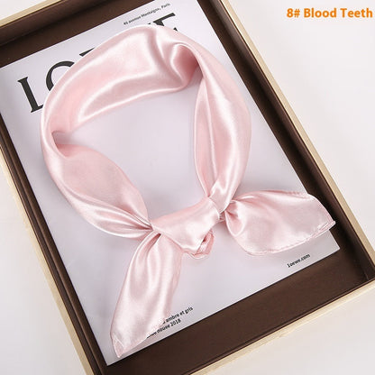 Solid Color Square Scarf Artificial Silk Small Square Towel Limorista