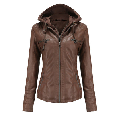 Detachable Two-piece Hooded Leather Jacket Limorista