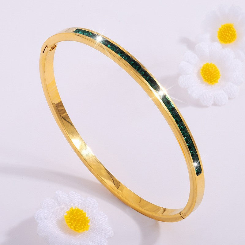Titanium Steel Electroplated Diamond Silver Bracelet European And American Fashion Bracelet Ornament Limorista