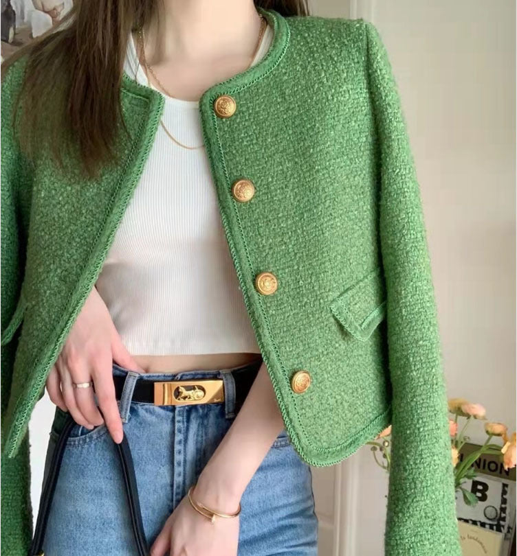 High-grade Green Classic Style French Jacket Limorista