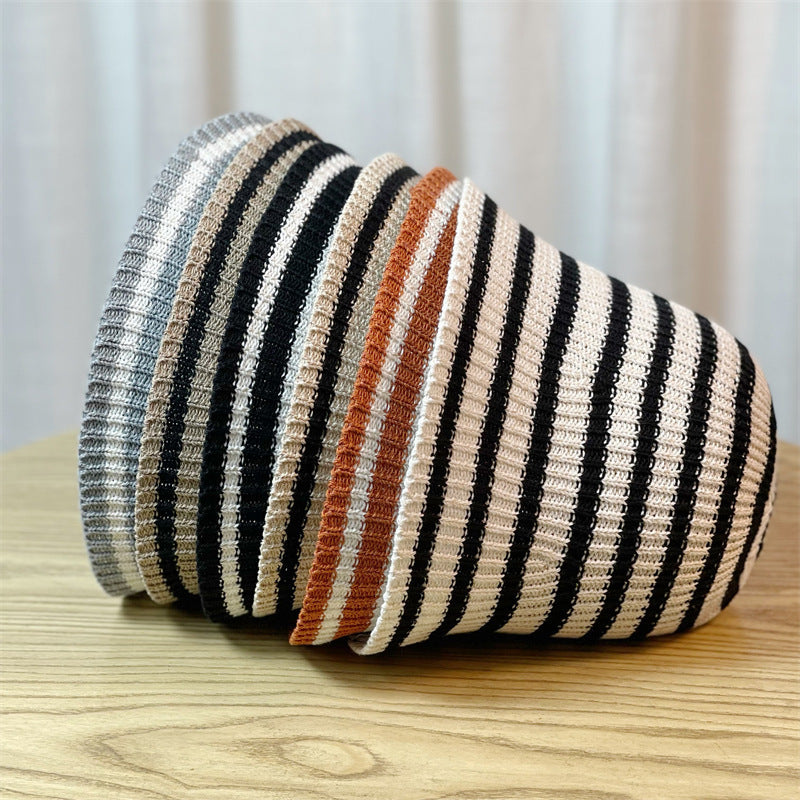 Sunshade Leisure Striped Knitted Dome Bucket Foldable Tide Bucket Hat Limorista