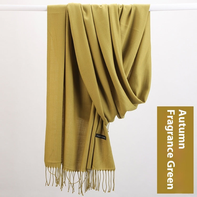 Pure Color Warm Keeping Scarf All-match Cashmere Shawl Limorista