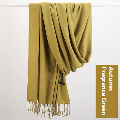 Pure Color Warm Keeping Scarf All-match Cashmere Shawl Limorista