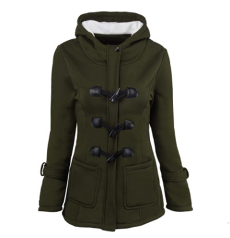warm winter fur collar jackets women new horn button Long down coat women parka Plus Size female parka hoodies Women Limorista
