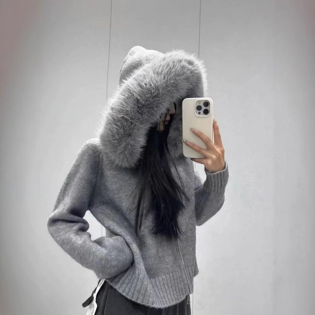 Limorista - Shirt Small Imitation Fox Fur Collar Coat Women&