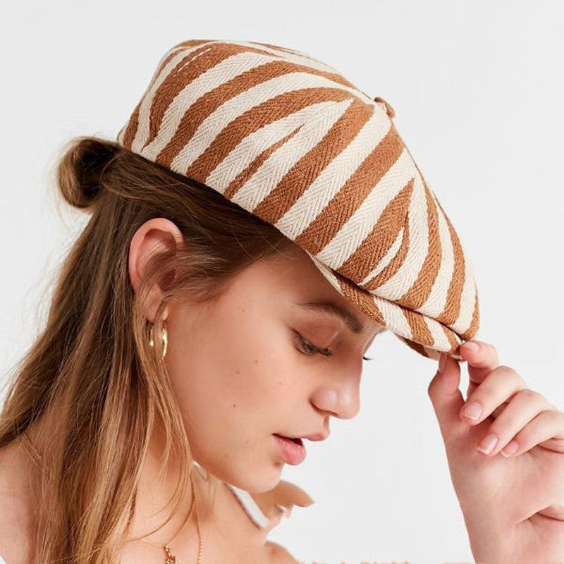 Retro Bold Stripes Fashion British Youth Octagonal Cap Limorista