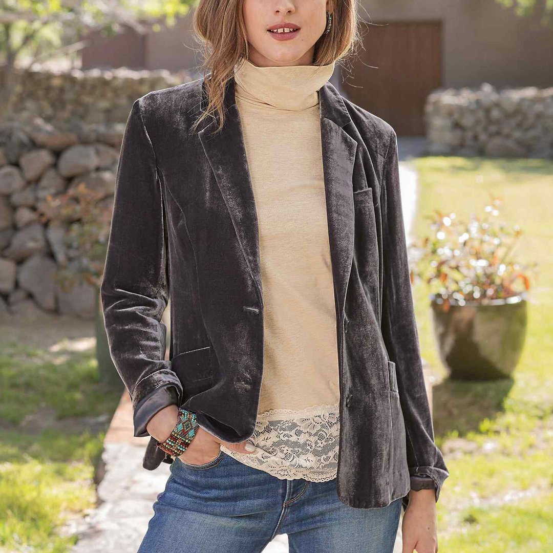 New Gold Velvet Solid Color Fashion Casual Suit Top Women Limorista