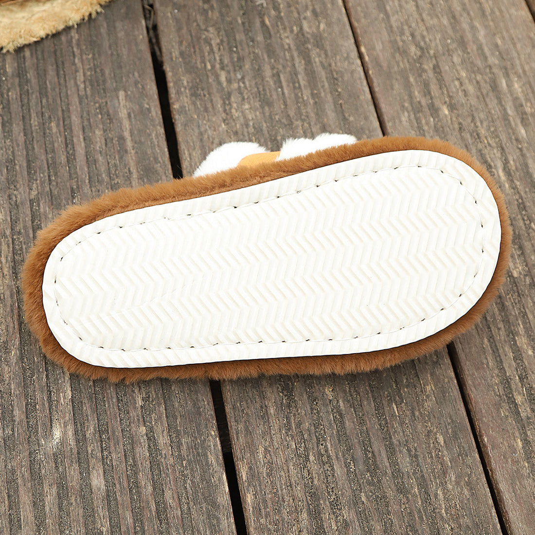 Fluffy Slippers Cross Strap Stitching Warm Casual Platform Slippers Limorista