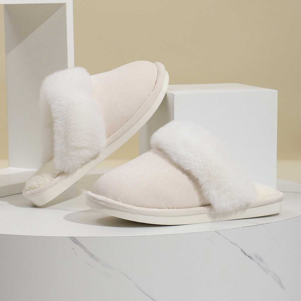 Winter Warm Plush Slippers Home Indoor Non-slip Bedroom Floor Soft Fuzzy Slipper For Couple Fashion Solid House Shoes Limorista