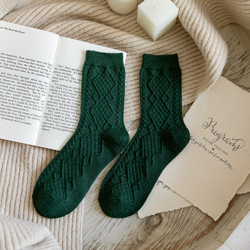 Solid Color Fashion Warm Classic Pattern Wool Socks Limorista