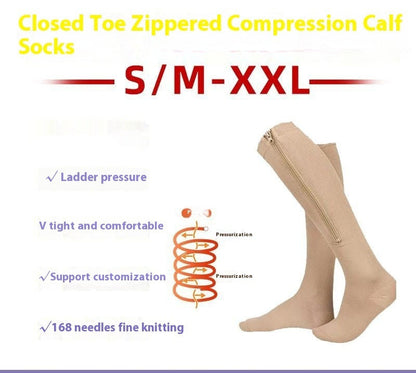 Simple Solid Color Bag Toe Zipper Pressure Socks Limorista