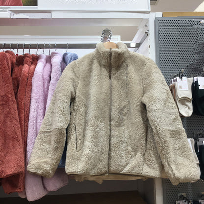 Coral Fleece Cardigan Stand Collar Jacket Warm Coat Limorista