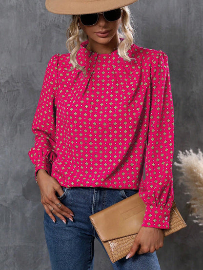 Half Turtleneck Pullover Long Sleeve Printed Temperament Shirt Limorista