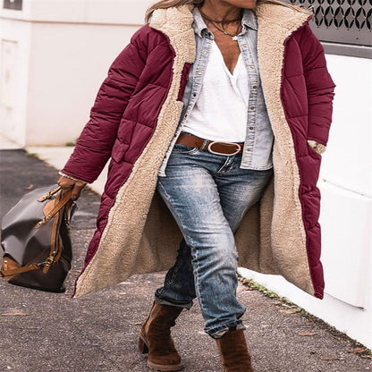 Solid Color Hooded Cotton Long Sleeve Double-sided Wear Slim Fit Elegant Cardigan Coat Top Limorista