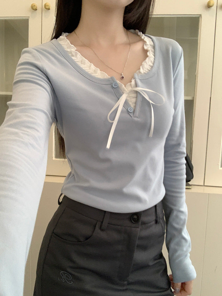 Inner Wear Fleece-lined Thick Short Long Sleeve Bottoming Shirt Limorista