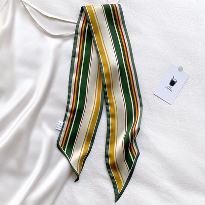 Narrow Long Strip Small Silk Scarf Women Fashion Leopard Pattern Limorista