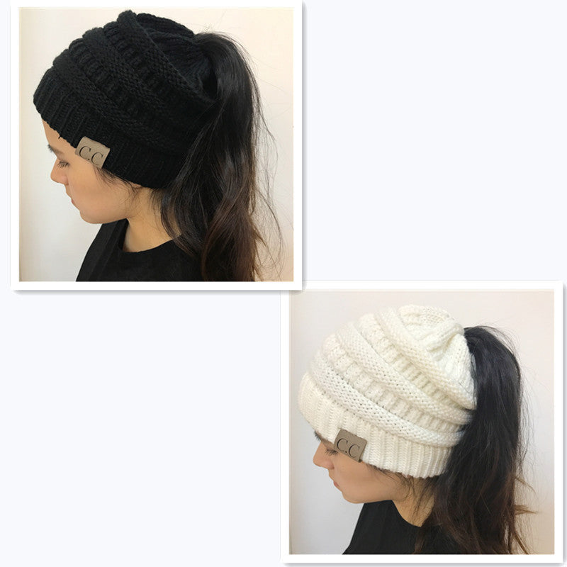 Knitted Ponytail Hat, Women&