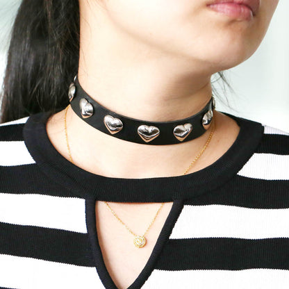 Fan Original New Punk Gothic Love Heart-shaped Rivets Pin Buckle Necklace Limorista