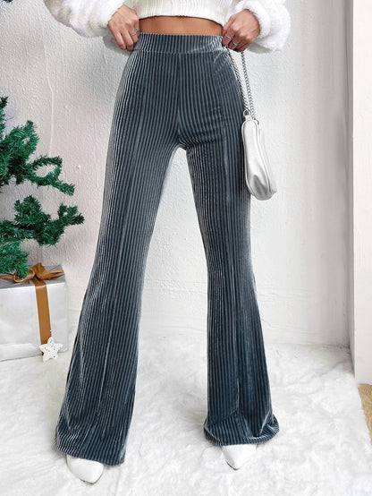 High Waist Lamp Wick Corduroy Bell-bottom Pants Wide Leg Women Limorista