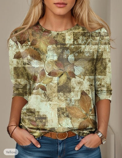 Long Sleeve Slim-fit T-shirt With Round Neck Digital Printing Limorista