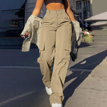 Multi-Pocket Workwear Straight-leg Trousers Limorista